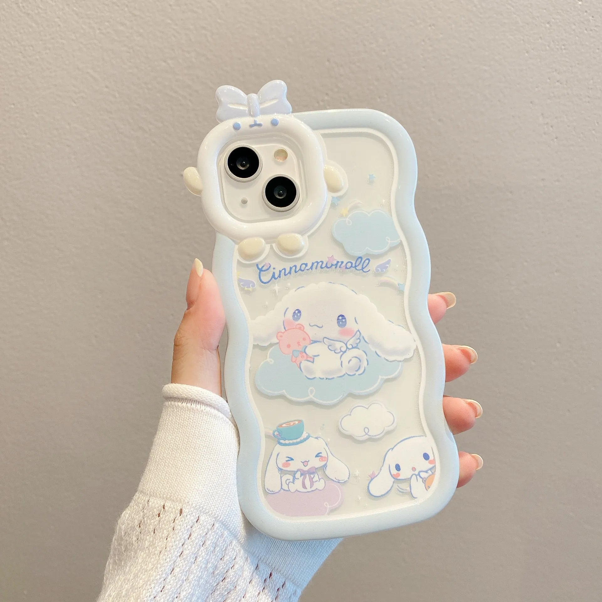 Kawaii Sanrio Cinnamoroll With Bracelet Bracket Phone Case For iPhone 15 14 13 12 11 Pro Max XR XS MAX X 7 Back Cover Y2k Gift - Caseverse