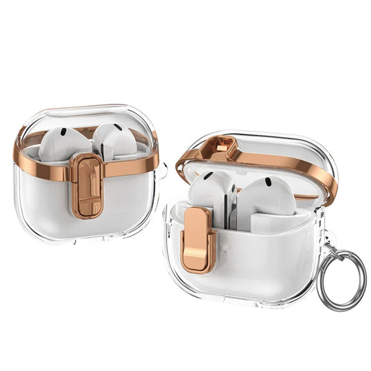 Transparent Case For Samsung Galaxy Buds 3 Pro/ Buds 3 Cover Lock buckle electroplating anti fall protective Galaxy Buds3 Cover Caseverse