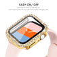 Diamond Case For Apple watch Cover 45mm 41mm 38mm 42mm 44mm 40mm Tempered Glass+ Bumper Screen Protector series 9 8 7 6 5 4 3 SE