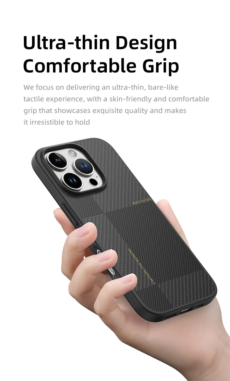 ROCK Aramid Fiber Magnetic Case for iPhone 16 Pro Max Military Grade Shockproof Cover for iPhone 16 Pro Compatible with MagSafe - Caseverse