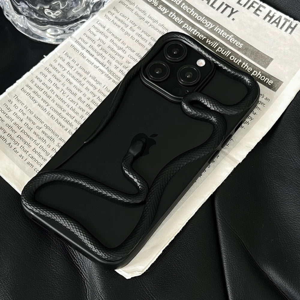 Cool 3D Snake Hollow Dissipate Heat Phone Case For iPhone 15 14 13 12 11 16 Pro Max Luxury Shockproof Soft Silicone Cover - Caseverse