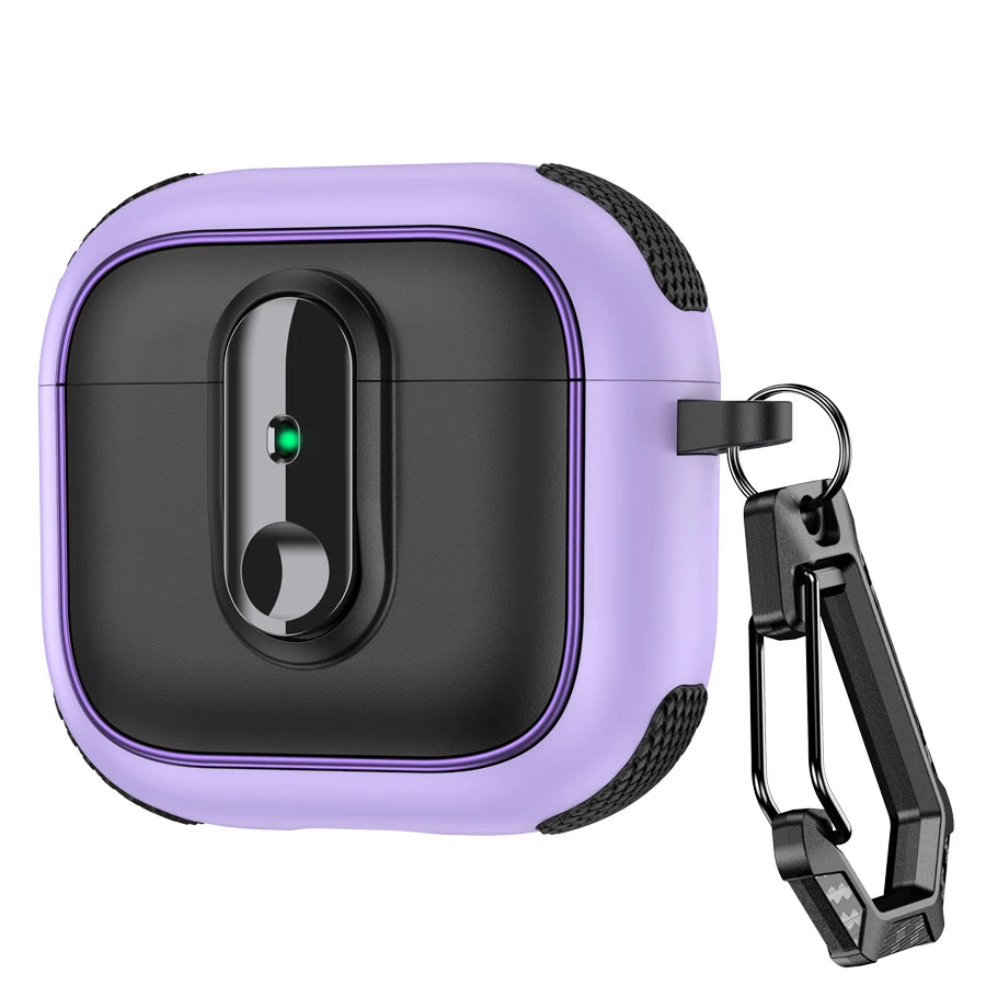 Armor locking clasp Earphone Cover For AirPods 4 3 2Pro With Plated Purple Strips With Magnetic Attraction Protective Case