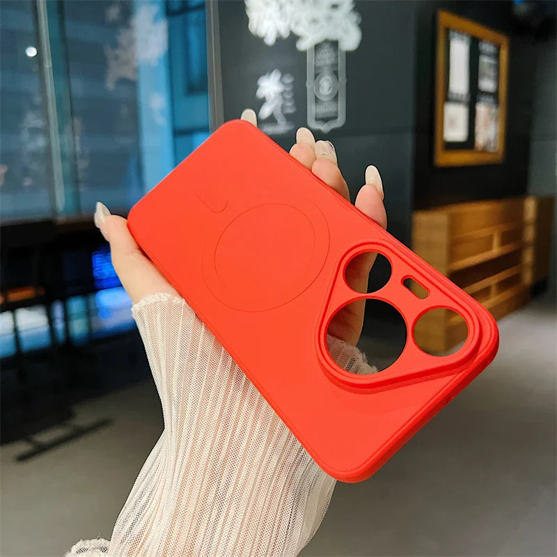 Silicone Magnetic Phone Case for Huawei Pura 70 Pro Plus Ultra Magsafe Wireless Charging Anti Drop Protective Cover Bumper - Caseverse