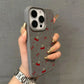 For iPhone 16 15 14 13 12 11 Pro Max Case Cherry Bow Lichee Pattern Silicone Phone Cover For iPhone XS Max 14 15 16 Plus Fundas - Caseverse