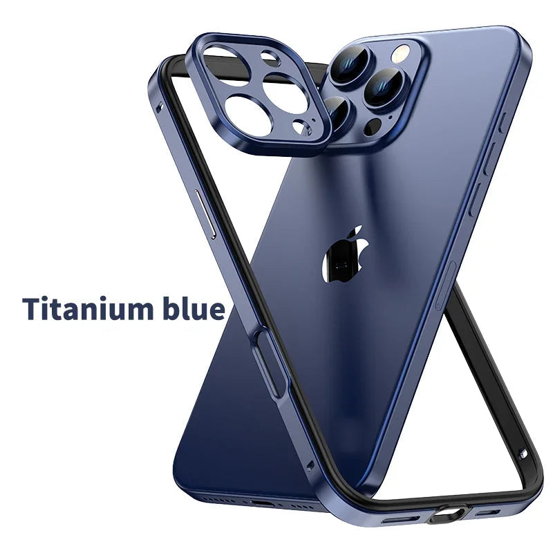 Camera Protection + Hybrid Silicone Frame Aluminum Metal Phone Case For iPhone 16 15 14 13 Pro Max Better Heat Bumper Caseverse