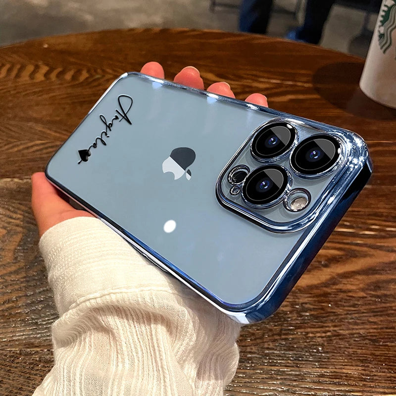 15 16 Pro Max Personalised Customized Name Case For iPhone 16 15 14 13 12 11 Pro Max Plating Transparent Luxury Cover 15 Pro Max Caseverse