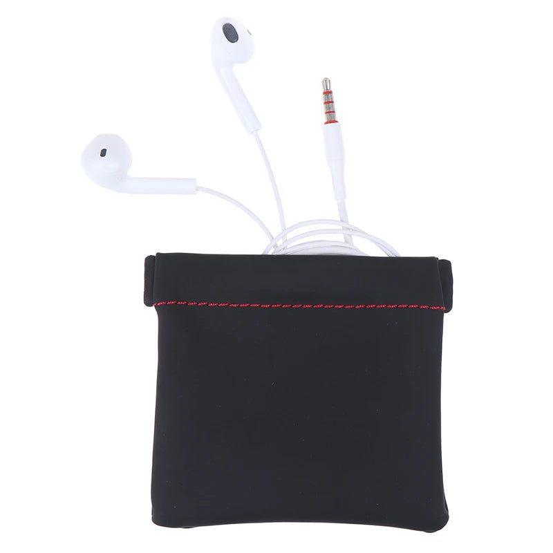 New Black Mini Hard Headphone Case Portable Earbuds Pouch box PU Leather Earphone Storage Bag Protective USB Cable Organizer Caseverse