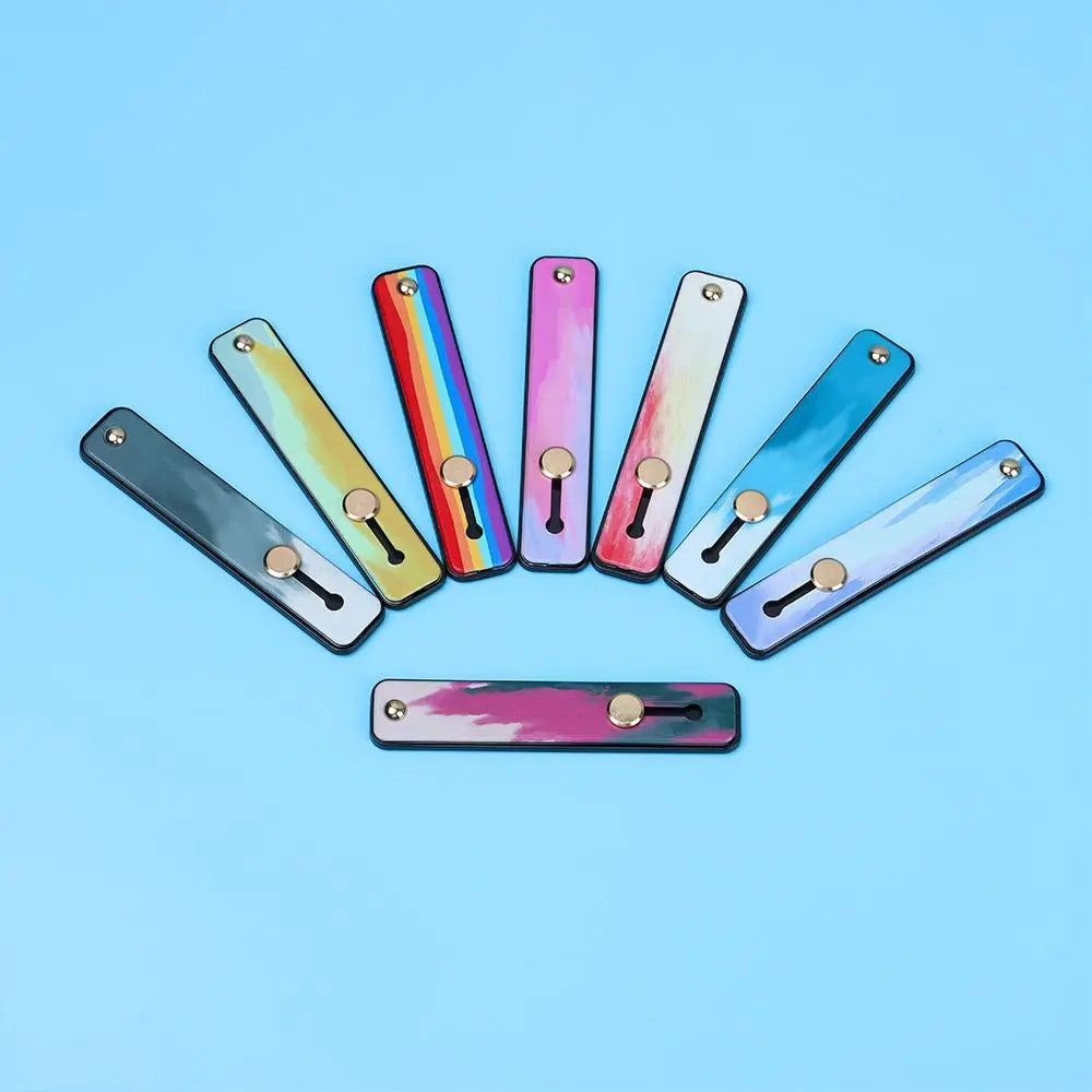 Push Pull Rainbow Phone Grip Silicone Phone Stand Finger Ring Holder Finger Strap Bracket Portable Telescopic Wrist Band - Caseverse