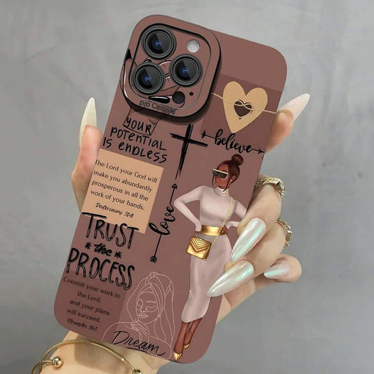 Fashionable Girl Illustration Phone Case For iPhone 17 16 15 14 13 12 11 16E X XR XS SE2 8 7 Plus Pro Max Mini Air Back Cover