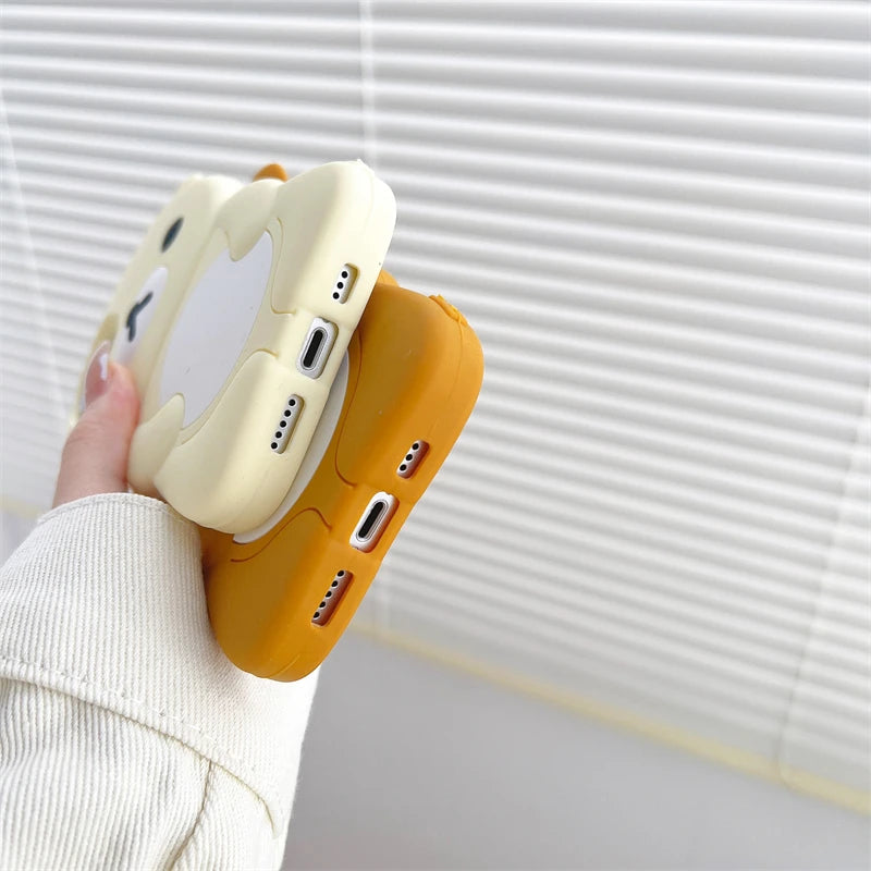 Cute 3D Cartoon Rilakkuma Bear Phone Case for iPhone 16 promax 15 14 13 12 11 Pro Max Xs XR 6 7 8 Plus SE Soft Silicone Cover - Caseverse