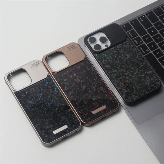Luxury Forged Carbon Fiber Magsafe Phone Case For iPhone 16 16pro 15 Pro Max Wireless Charging Metal Frameless Shockproof Cover - Caseverse