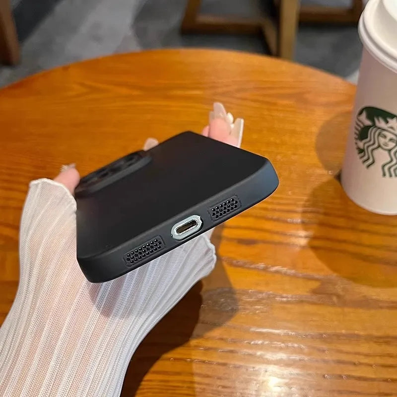 Matte Simple Soft Silicone Phone Case for iPhone 16 15 14 13 12 11 Pro Max XS XR X 7 8 Plus SE Lens Protection Shockproof Cover - Caseverse