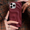 Ins Winter Wine Red 3D Pleats Wrinkle Phone Case for iPhone 12 13 14 15 16 Pro Max Soft Matte Cases for iPhone 11 Back Cover - Caseverse