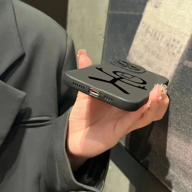 Cute Cartoon Matchman Matte Silicone Phone Case For iPhone 16 15 Soft Back Cover - Caseverse