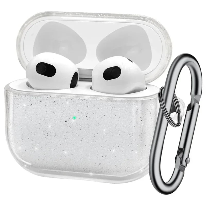 Bling Glitter Soft TPU Earphone Case for Airpods 4 2024 Pro 2 2nd Generation Air Pods 3 1 3rd Gen Cover with Keychain Accessory Caseverse
