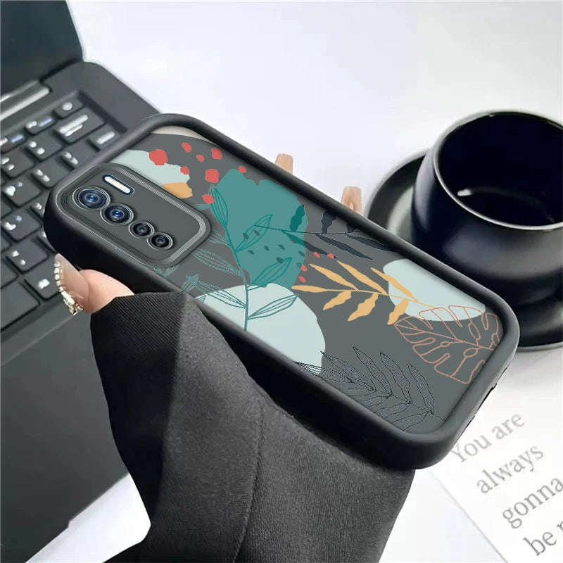 Luxury Fresh Green Leaf Painted Phone Case For Oppo Reno 3 F15 A91 Reno3 Silicone Anti Drop Soft Cover Funda - Caseverse