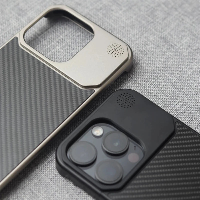 Luxury Forged Carbon Fiber Magsafe Phone Case For iPhone 16 16pro 15 Pro Max Wireless Charging Metal Frameless Shockproof Cover - Caseverse