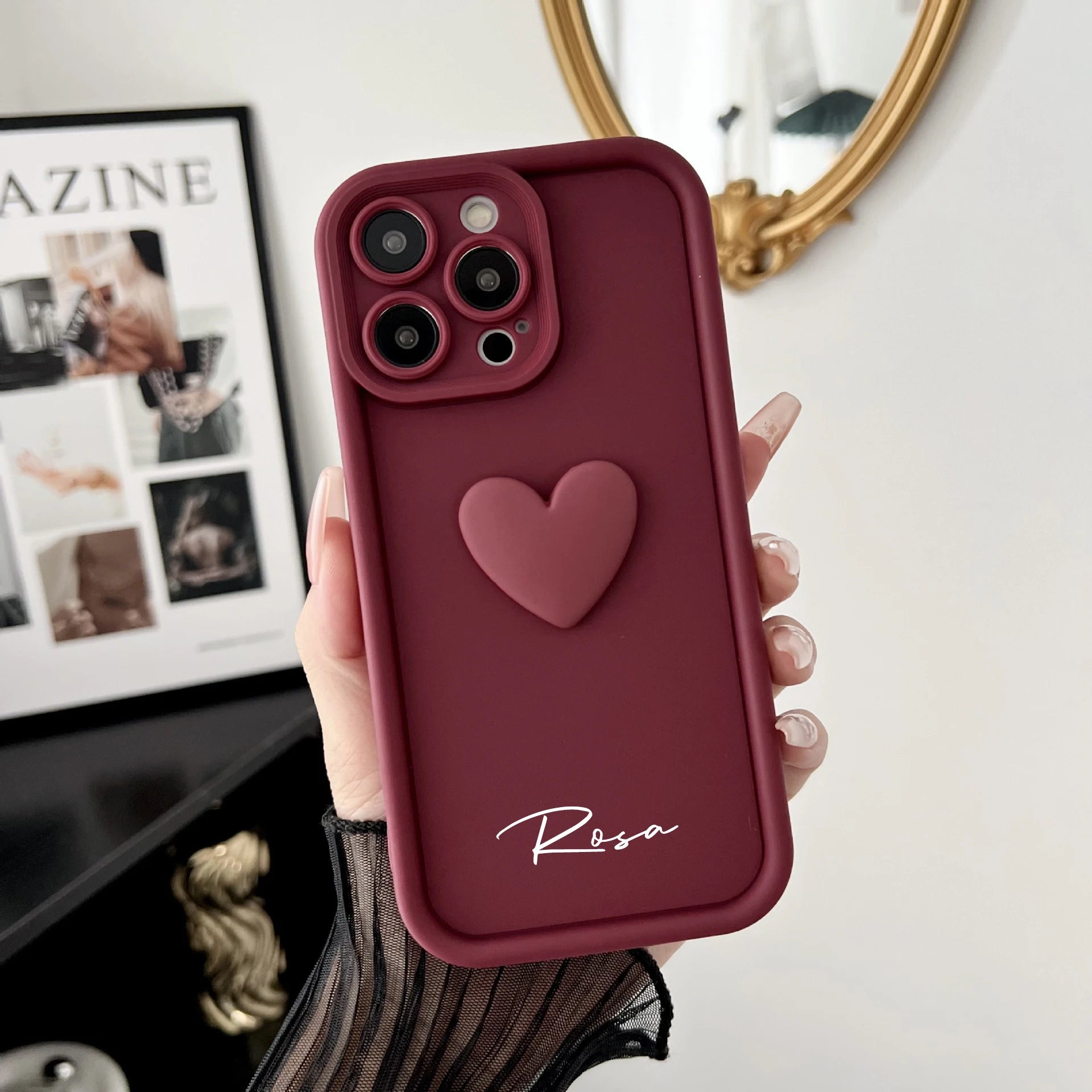 Cute INS Love Heart Personalized Name Case For iPhone 16 15 14 13 12 11 Pro Max Luxury Soft Silicone Custom DIY Cover 15 Pro Max Caseverse