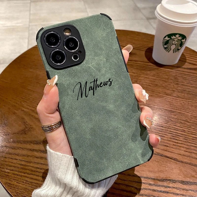 Personalized Luxury Leather Lambskin Case For iPhone 11 12 13 14 15 16 Pro Max Customized Name DIY Cover 11 12 13 14 15 Pro Max Caseverse