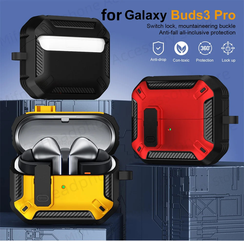Newest carbon fibre switch earphone cover for Men For Samsung Galaxy Buds 3/Buds3 Pro Buzz 3 Pro Earbuds Case with cleaning kit Caseverse