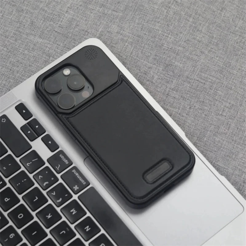 Aluminum Alloy Leather Magnetic Phone Case For iPhone 16 16pro 15 14 Pro Max Wireless Charging Metal Frameless Shockproof Cover Caseverse