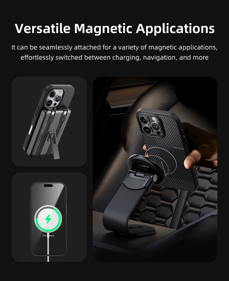 ROCK Aramid Fiber Magnetic Case for iPhone 16 Pro Max Military Grade Shockproof Cover for iPhone 16 Pro Compatible with MagSafe - Caseverse