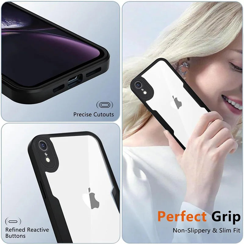 360 Degree Case For iPhone 15 14 13 12 11 Pro Max 14 Plus XS MAX XR Clear Cover Full Body Rugged Built-in Screen Protector Case - Caseverse