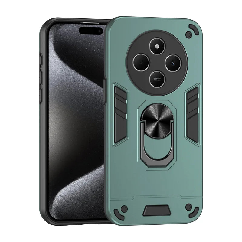 For Xiaomi Redmi 14C 4G Case Shockproof Armor Metal Ring Phone Cases For Mi Redmi 14C 4G Stand Holder Bumper Phone Cover - Caseverse