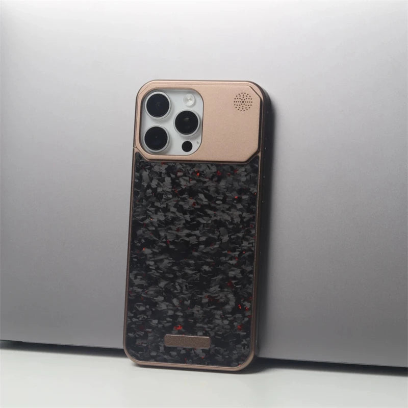 Luxury Forged Carbon Fiber Magsafe Phone Case For iPhone 16 16pro 15 Pro Max Wireless Charging Metal Frameless Shockproof Cover - Caseverse