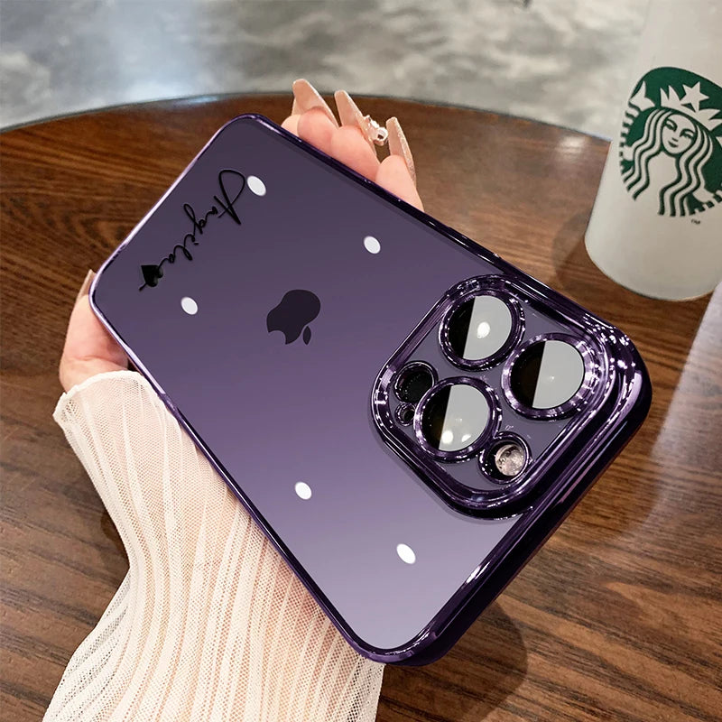 15 16 Pro Max Personalised Customized Name Case For iPhone 16 15 14 13 12 11 Pro Max Plating Transparent Luxury Cover 15 Pro Max Caseverse