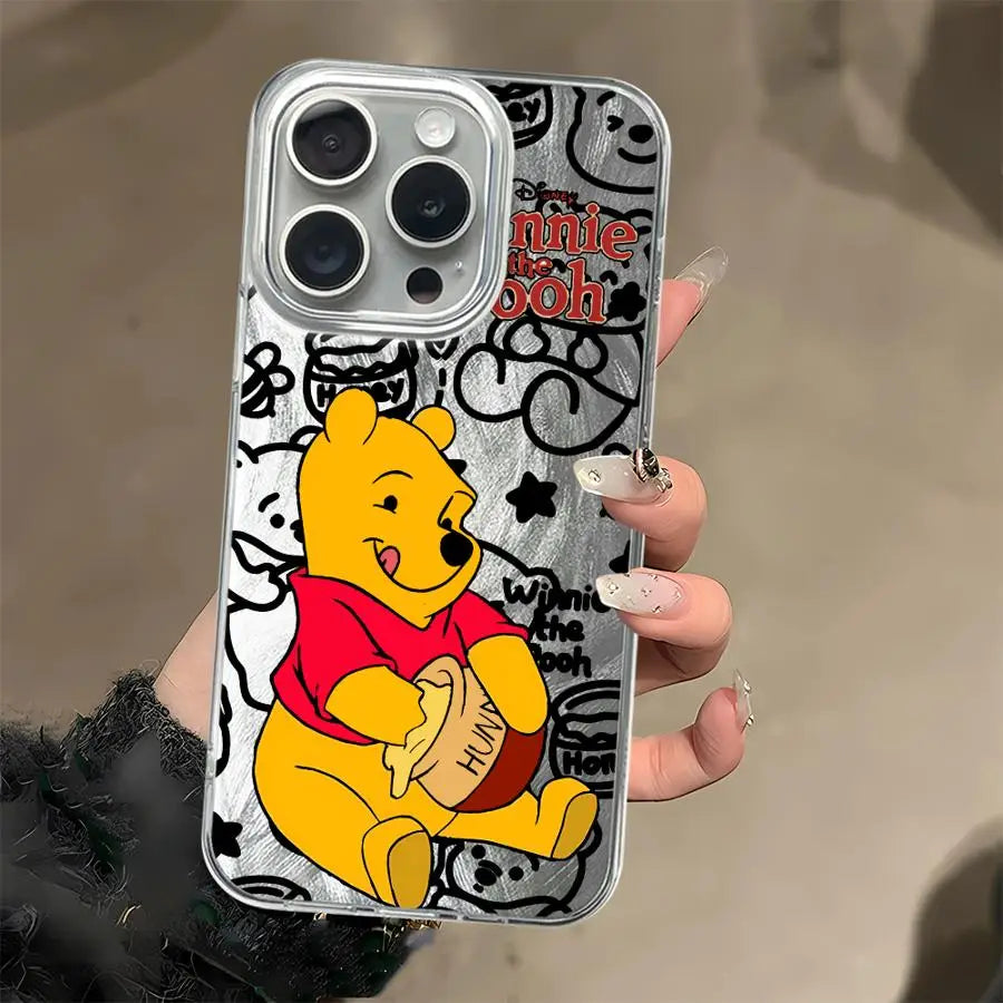 Soft cover phone case with Winnie the Pooh holding a honey pot.