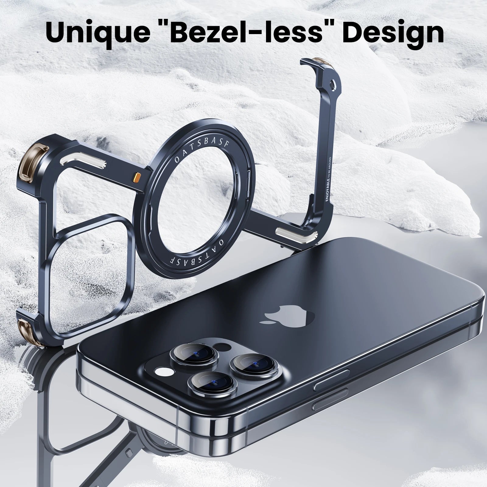 Oatsbasf Z Shape Metal Phone Case for iPhone15 /16 Pro Max Phone Protective Cover Shockproof Bumper w/360° Rotation Holder Caseverse