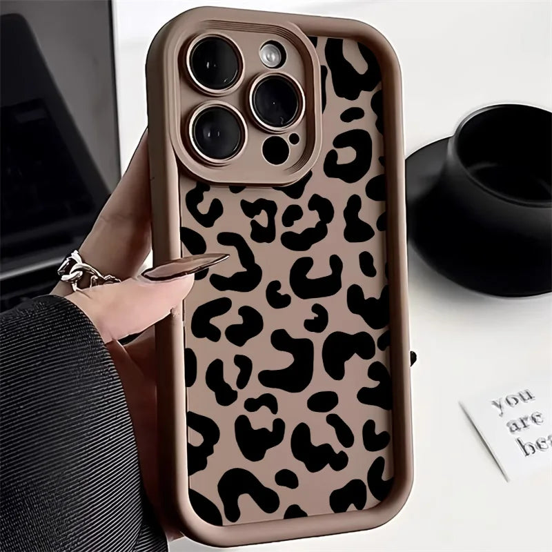 Leopard Print Phone Case For iPhone 11 Cases Iphone 16 Pro Max 13 14 15 12 7 8 Plus XS X SE 16promax 16pro Silicon Fundas Cover - Caseverse