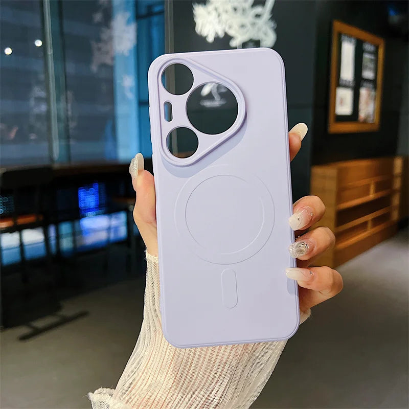 Silicone Magnetic Phone Case for Huawei Pura 70 Pro Plus Ultra Magsafe Wireless Charging Anti Drop Protective Cover Bumper - Caseverse