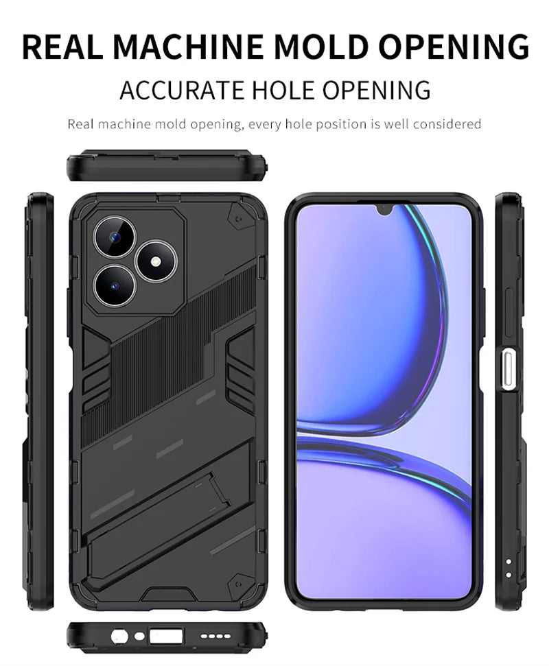 For Realmi C53 4G Case Shockproof Rugged Armor Phone Case For Realme C53 C 53 4G RMX3760 6.74" Magnetic Holder Stand Back Cover - Caseverse