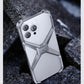 Luxury Aluminum Rimless Phone Case For iPhone 16 15 13 14 Pro Max Metal X Type Removable Heat Dissipation Armor Shockproof Cover