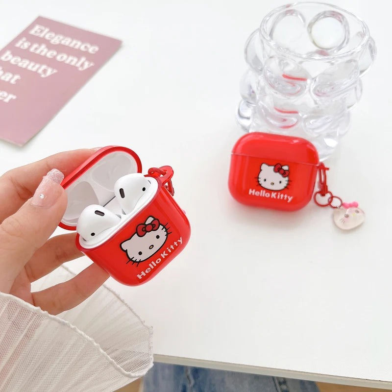 Cute Cartoon Sanrio Hello Kitty  Earphone Case For AirPods 4 1 2 3 Pro 2021 Wireless Bluetooth Headset Soft TPU Protective Cover Caseverse