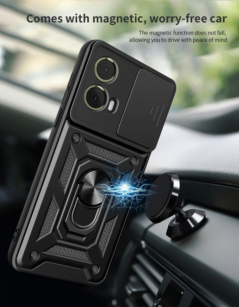 Shockproof Military Grade Armor Case For Moto G85 G75 G55 G45 G35 G15 G05 5G Magnetic Holder Ring Protect Cover - Caseverse
