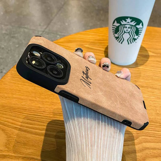 Personalized Luxury Leather Lambskin Shockproof Case For iPhone 16 15 14 13 12 11 Pro Max Customized Name DIY Cover 15 Pro Max Caseverse