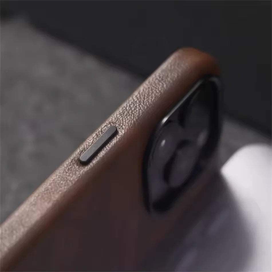 Luxury Business Vintage Leather Magnetic Phone Case for IPhone 16 Plus 15 14 13 12 Pro Max Metal Camera Frame Shockproof Cover Caseverse