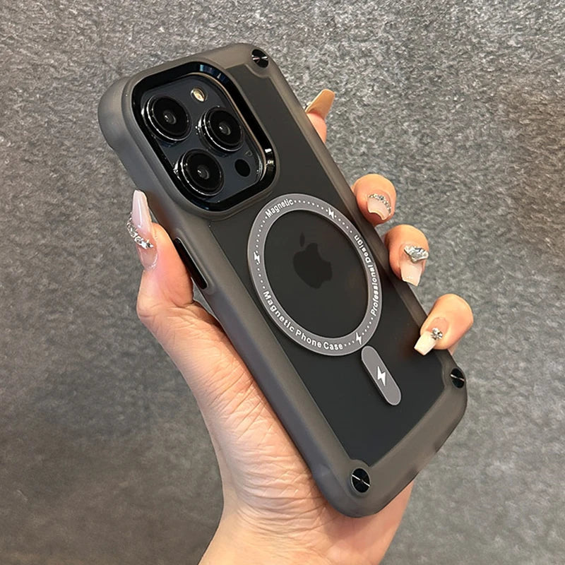 Military grade shockproof magsafe charging phone case for iPhone 15 14 13 12 Pro Max magnetic thicken corner silicone back cover - Caseverse