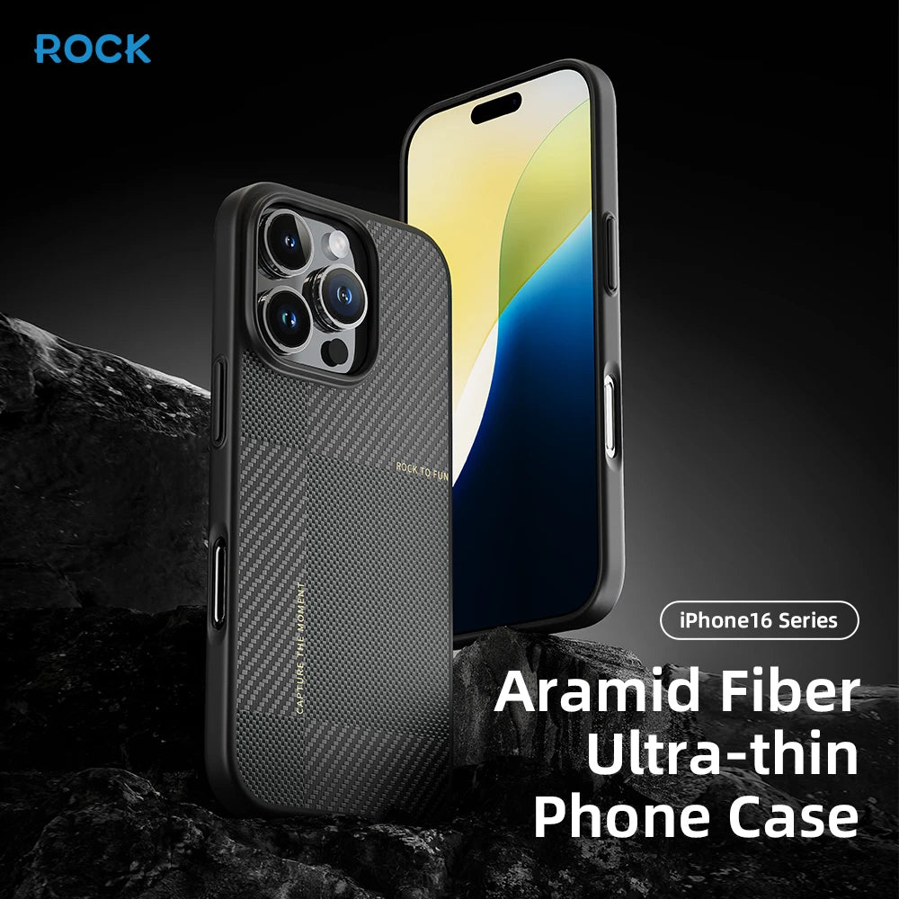 ROCK Aramid Fiber Magnetic Case for iPhone 16 Pro Max Military Grade Shockproof Cover for iPhone 16 Pro Compatible with MagSafe - Caseverse