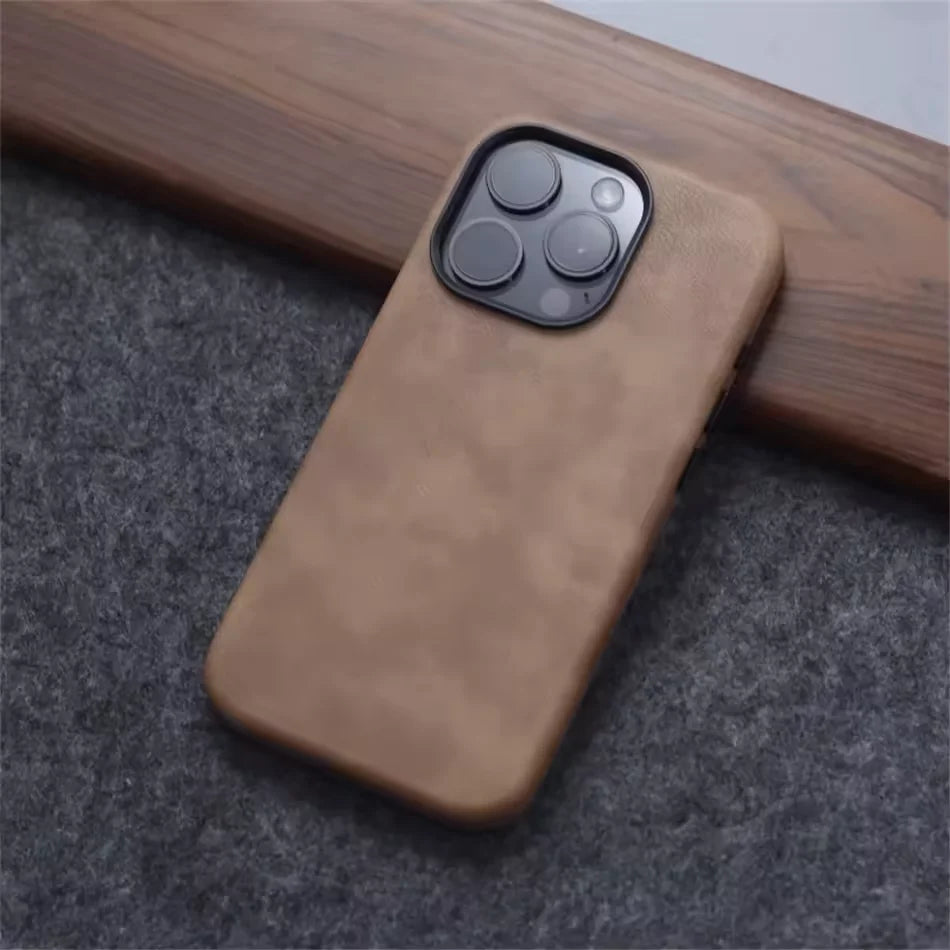 Luxury Business Vintage Leather Magnetic Phone Case for IPhone 16 Plus 15 14 13 12 Pro Max Metal Camera Frame Shockproof Cover Caseverse