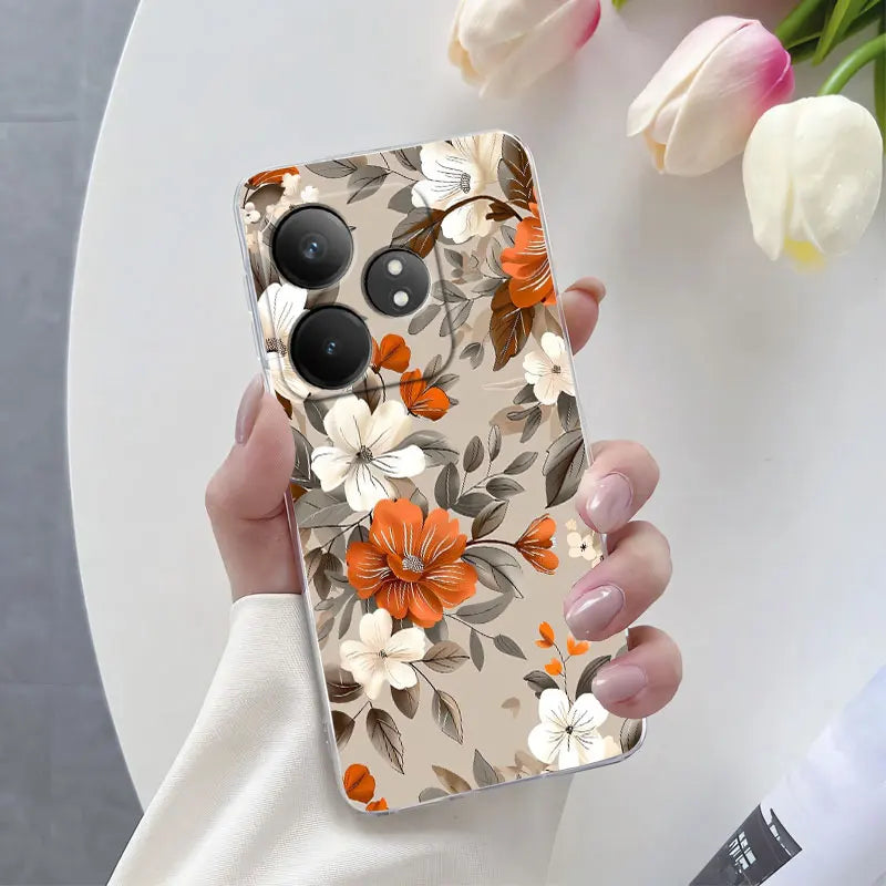 For Realme GT Neo 6 SE Neo6 6T Case Luxury Phone Case For Realme GT Neo6 SE Marble Flower Clear Soft Silicone Protective Cover - Caseverse