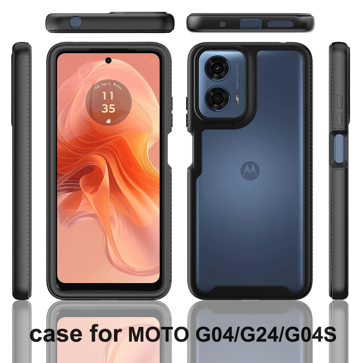 Moto G24 Shockproof Clear Case Built in Screen Protector Full Body Rugged Defender Cover for Motorola G04/G04S Case - Caseverse