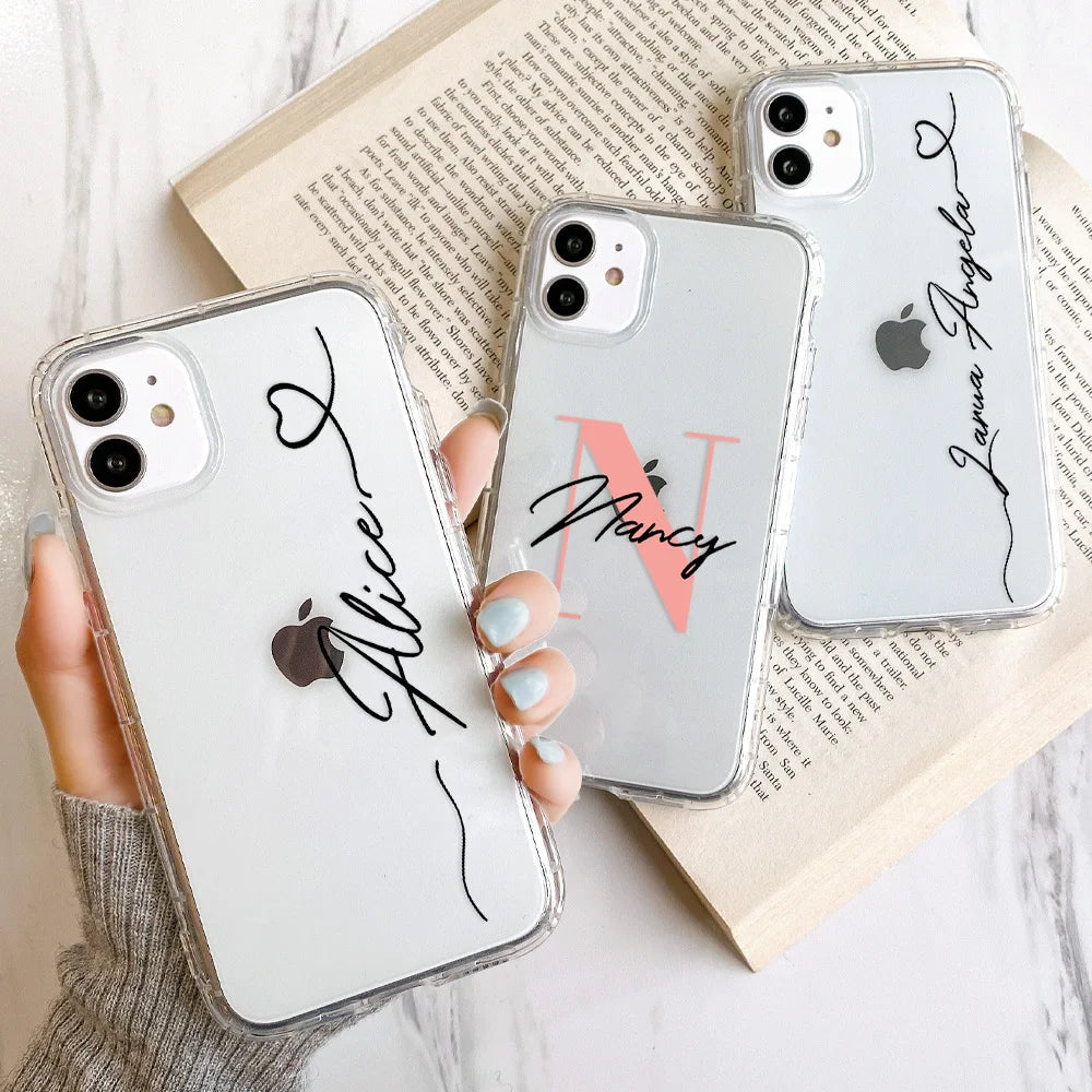 Personalized Custom Name Phone Case For iPhone 13 12 11 14 15 16 pro 16 14 15 Plus Xs MAX XR 12 13 Mini Clear Cover Capa Fundas Caseverse
