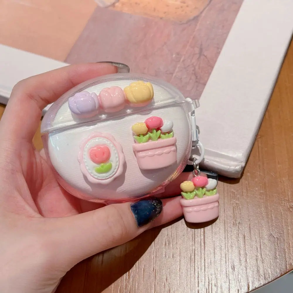 3D Flower Fruit Pattern Headphone Case For Xiaomi Redmi Buds 6 Buds 5 Pro Buds4 Active Buds 4 Lite Cover With Lovely Keychain Caseverse