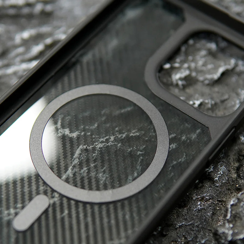 Mag Safe Carbon Fiber Phone Case For iPhone 16 15 14 13 12 11 Pro Max Shockproof Armor Cover For iPhone 16 Plus Magnetic Case - Caseverse