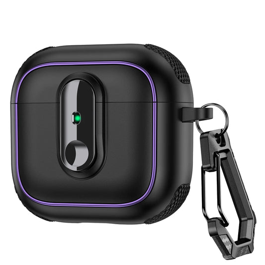 Armor locking clasp Earphone Cover For AirPods 4 3 2Pro With Plated Purple Strips With Magnetic Attraction Protective Case