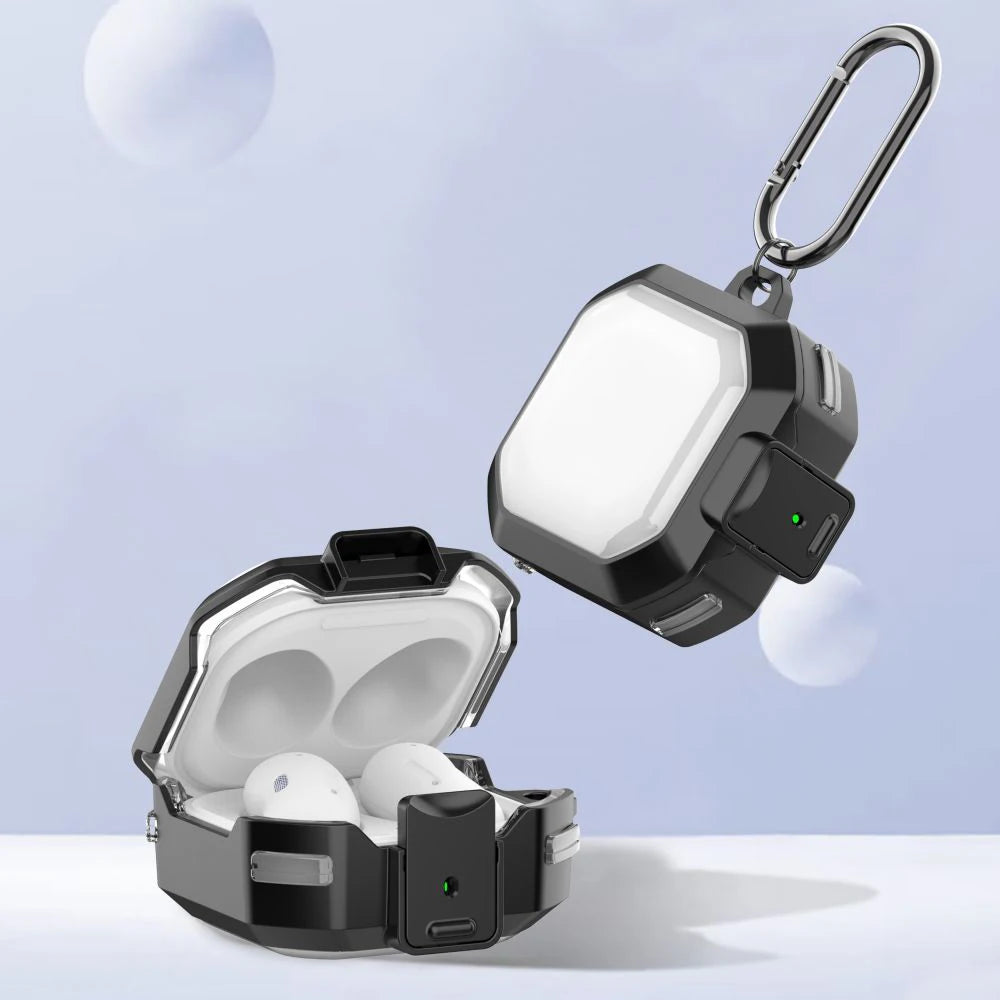 Security Lock Transparent Cover For Samsung Galaxy Buds 2 Pro Buds FE Live Buzz 2 Pro Case Shockproof Coque With Keychain Cases Caseverse